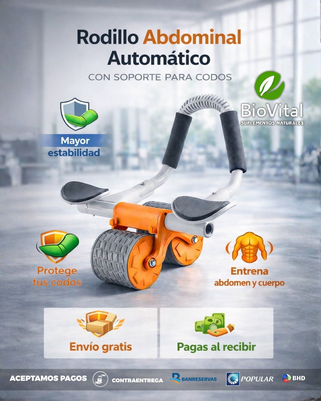 💪 Rueda Abdominal Inteligente con Soporte de Codos y Pantalla | Transforma tu abdomen desde casa con la Rueda Abdominal Inteligente con soporte de codos