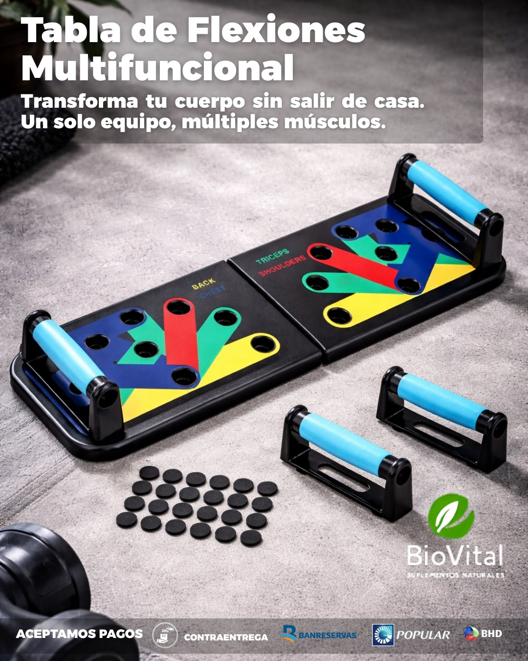 Tabla de Flexiones Multifuncional | Transforma tu cuerpo sin salir de casa. Un solo equipo, múltiples músculos