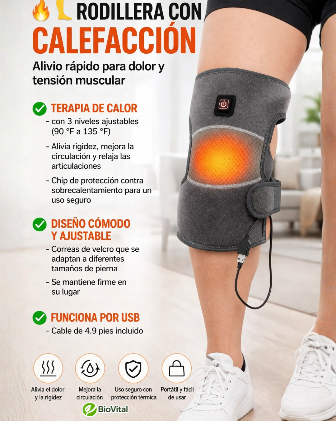 Rodillera Ortopédica con Calefacción Graduable - Alivio Inmediato 🔥