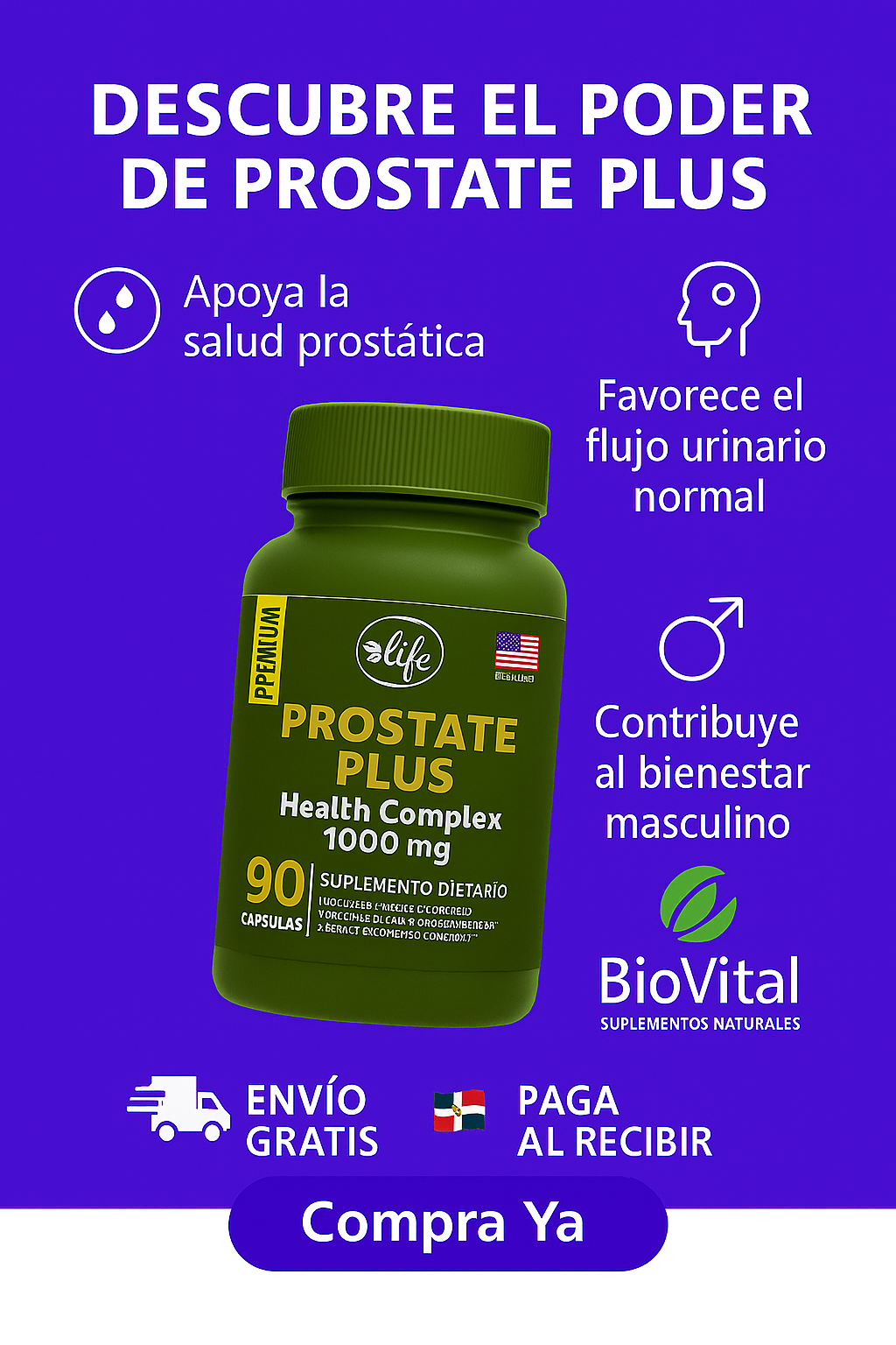 Prostate Plus 90 Cápsulas 💊 – Salud Prostática 🛡️ y Bienestar Masculino 💪