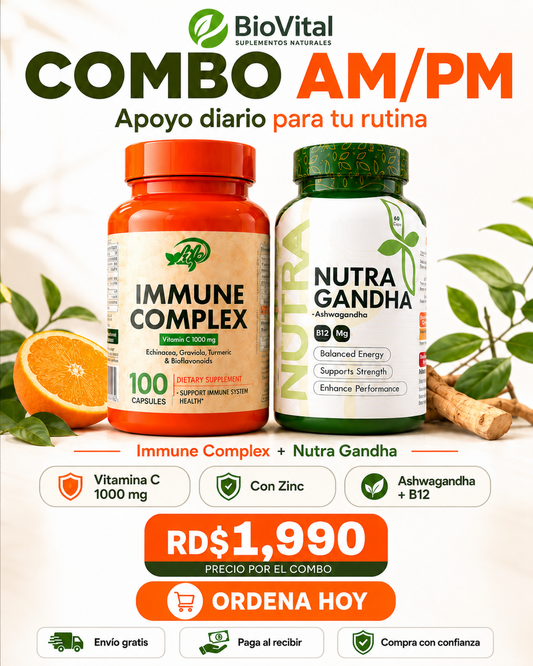 Immune Complex (100 Capsulas)+ Ashwagandha Nutra Gandha (60 Capsulas) - Sube tus defensas y baja tus niveles de estrés