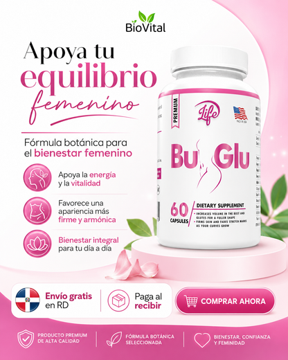 Bu Glu Premium (60 Capsulas) – Firmeza del cuerpo, piel & apoyo femenino natural