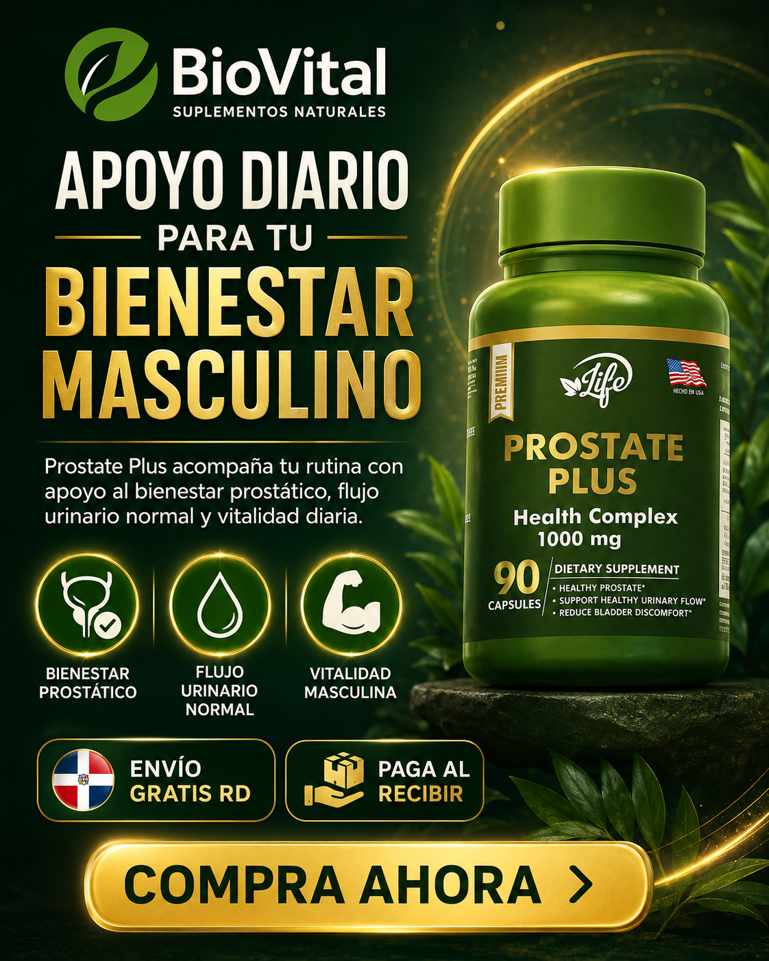 Prostate Plus 90 Cápsulas 💊 – Salud Prostática 🛡️ y Bienestar Masculino 💪