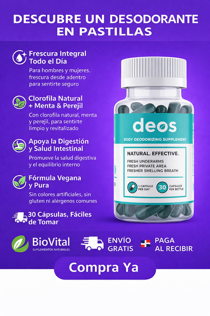 Desodorante Corporal Interno en Cápsulas DEOS | El Desodorante Interno que Sí Funciona