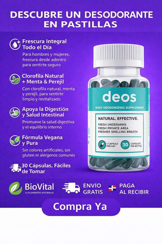 Desodorante Corporal Interno en Cápsulas DEOS | El Desodorante Interno que Sí Funciona